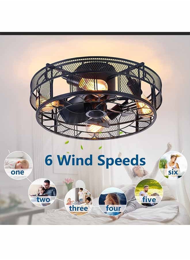 Momozone - مروحة في السقف مع مصباح وجهاز تحكم عن بعد ، E27 قاعدة مصباح مروحة في السقف ، وغرفة نوم ، مطبخ وغرفة سهلة التركيب أدى ضوء قابل للتعديل ، الموقت - Image 1
