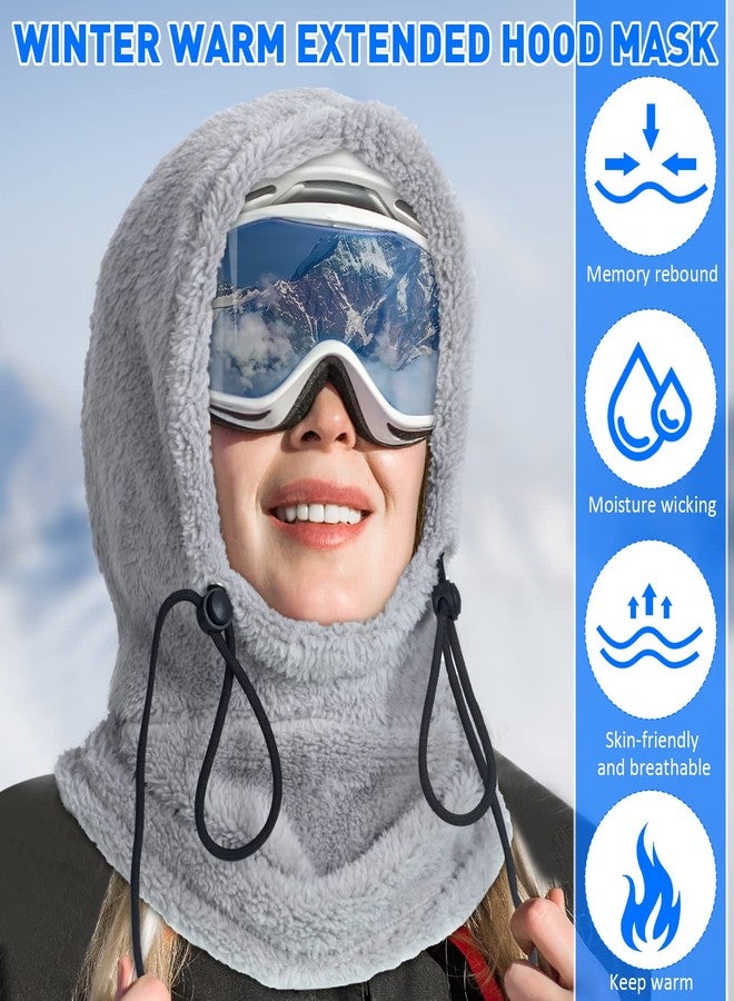 JaGely 3 Pcs Mask for Men Women Ski Balaclava Face Mask Winter Flannel Hood Warm Face Cover Hat Scarf Wind Resistant Beanie - Image 3