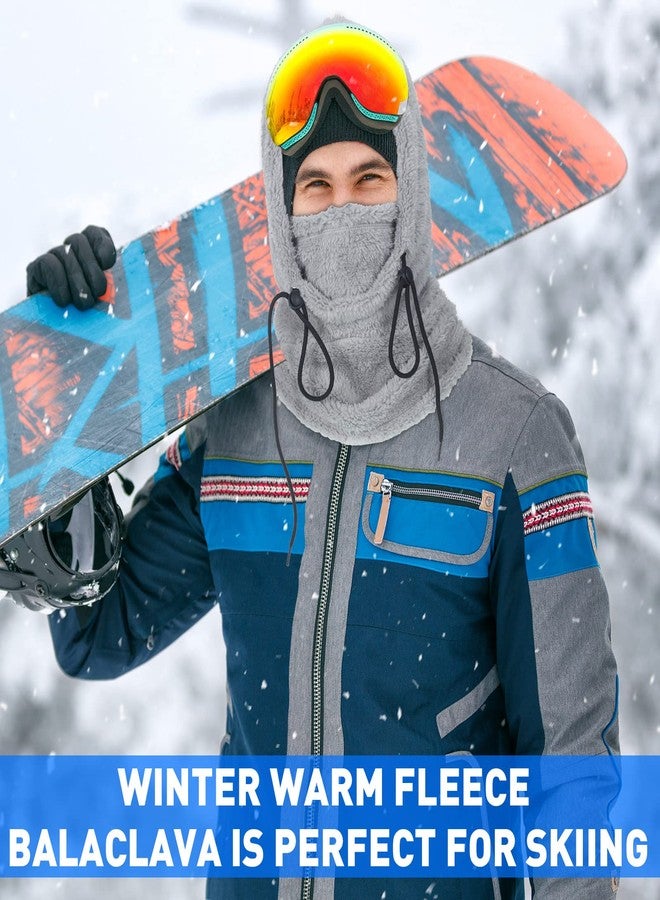 JaGely 3 Pcs Mask for Men Women Ski Balaclava Face Mask Winter Flannel Hood Warm Face Cover Hat Scarf Wind Resistant Beanie - Image 4