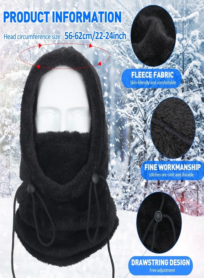 JaGely 3 Pcs Mask for Men Women Ski Balaclava Face Mask Winter Flannel Hood Warm Face Cover Hat Scarf Wind Resistant Beanie - Image 2