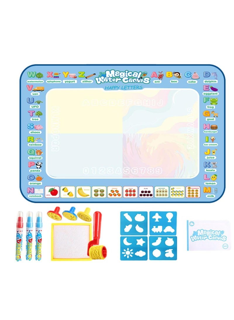 SOLARAE Water Doodle Mat, Water Painting Board, Mess-Free Coloring Doodle Drawing Mat, Reusable Kids Toys Water Doodle Mat, Easy to Apply Painting Writing Doodle Board Toy, Aqua Water Doodle Mat for Kids - Image 1