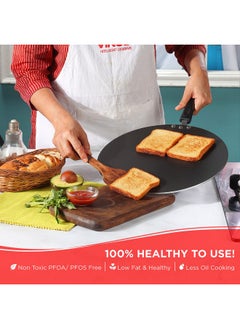 VINOD Vinod Zest Aluminium Non Stick Flat Multi Tawa - 30 cm | Triple Layer Ceramic Coating | 4mm Extra Thick Chapati Tawa | Bakelite Handle | Gas and Induction Base | 1 Year Warranty  - Image 5