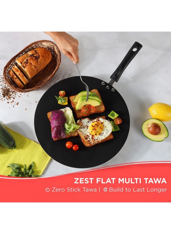 VINOD - Vinod Zest Aluminium Non Stick Flat Multi Tawa - 30 cm | Triple Layer Ceramic Coating | 4mm Extra Thick Chapati Tawa | Bakelite Handle | Gas and Induction Base | 1 Year Warranty - Image 1