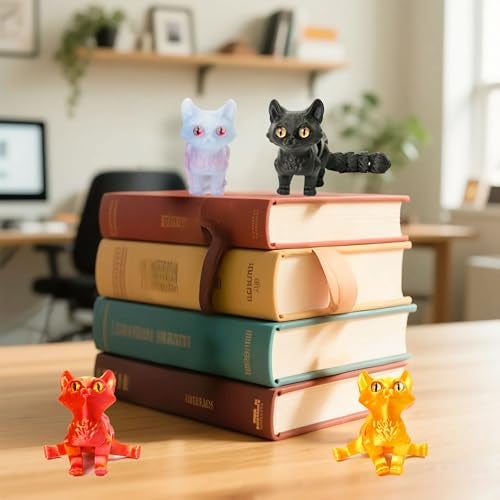 UXBSTM 6 Pack Colorful 3D Printed Cat Fidget 3D Printed Toy Set Stress Relief 3D Printed Animal Decor for Adults Kids Perfect Desk Pets for Kids Classroom - Image 5