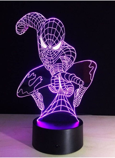 Multi-color Spider Man 3D LED Night Lamp, USB Desk Lamp, 16 Color with remote control Bedroom Table Lamp, Home Décor Light Gifts