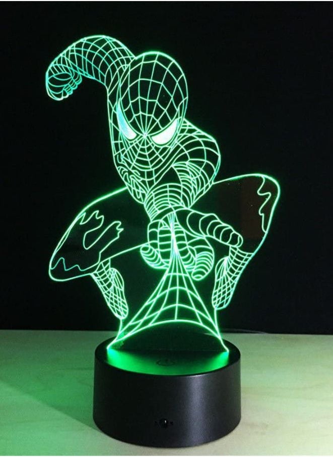 Multi-color Spider Man 3D LED Night Lamp, USB Desk Lamp, 16 Color with remote control Bedroom Table Lamp, Home Décor Light Gifts