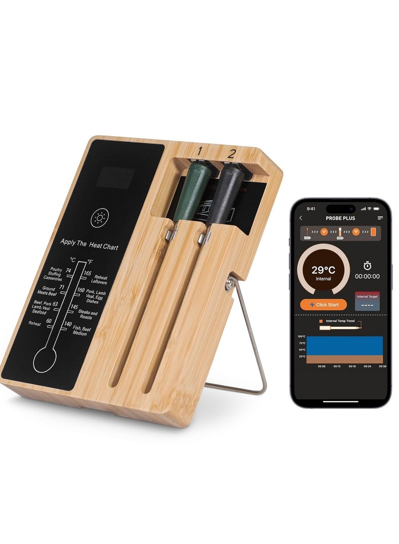 بيوينتي ميزان حرارة لاسلكي ذكي متميز (مزود بمسبارين) للشواء والفرن والفحم والمطبخ والطيور المشوية | متوافق مع تطبيقي iOS و Android | متوافق مع ساعة أبل وأليكسا | آمن للغسيل في غسالة الصحون - Image 1