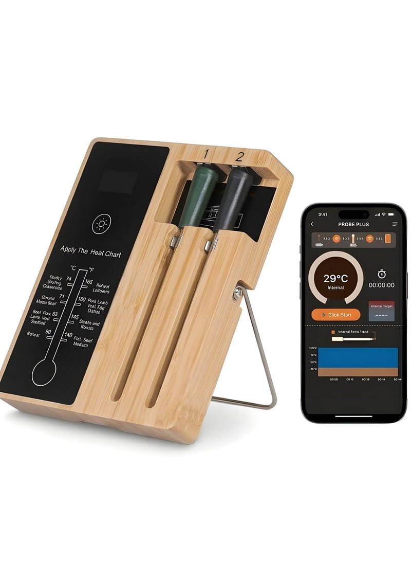Beauenty 2-Probe Premium WiFi Smart Meat Thermometer | for BBQ, Oven, Grill, Kitchen, r, Rotisserie | iOS & Android App | Apple Watch Compatible | Dishwasher Safe - Image 1