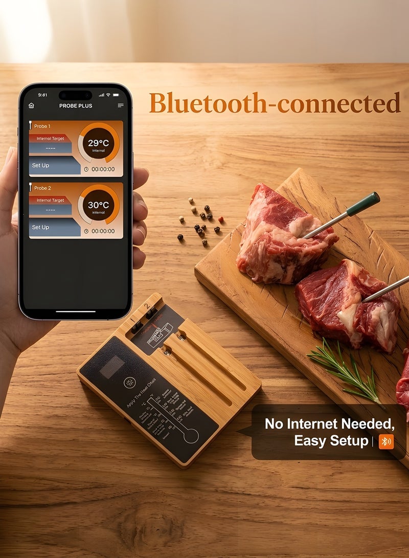 Beauenty 2-Probe Premium WiFi Smart Meat Thermometer | for BBQ, Oven, Grill, Kitchen, r, Rotisserie | iOS & Android App | Apple Watch Compatible | Dishwasher Safe - Image 3