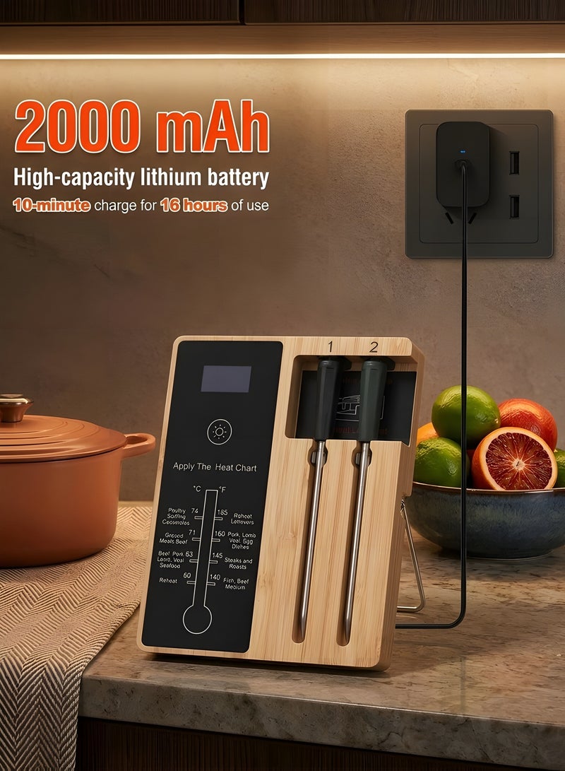 Beauenty 2-Probe Premium WiFi Smart Meat Thermometer | for BBQ, Oven, Grill, Kitchen, r, Rotisserie | iOS & Android App | Apple Watch Compatible | Dishwasher Safe - Image 4