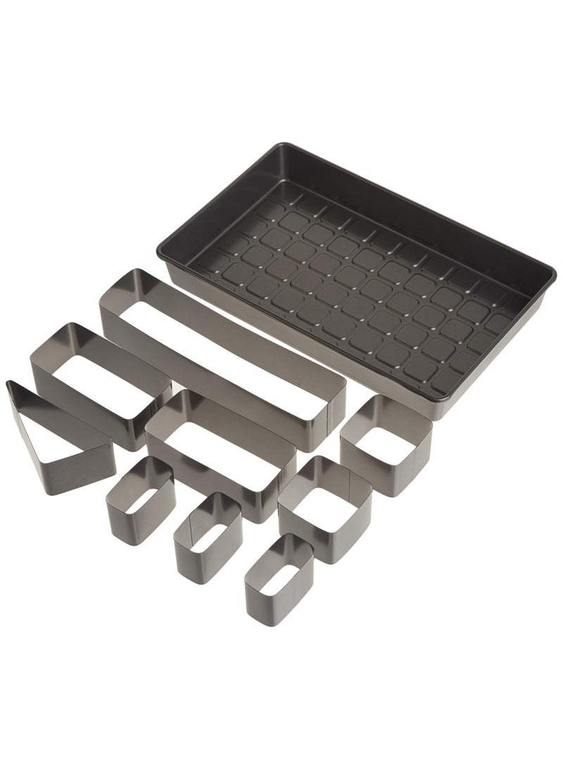 10 Pcs Letters and Numbers Adjustable Non-Stick Cake Pan Set, Steel,Black  - Image 1