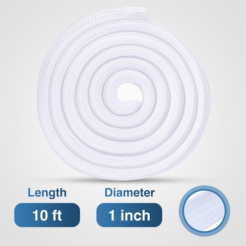 Nilight Cable Sleeve, 25ft-1inch Cable Management Sleeves, Braided Cable Sleeving, Split Self Wrapping Wire Loom for Computer Cable Electrical Wire Automotive Harness Protector Organizer, White - Image 2