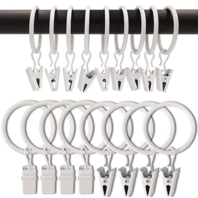 90 PACK CURTAIN RINGS WITH CLIPS DRAPERY CLIPS WITH RINGS DRAPES RINGS 126 IN INTERIOR DIAMETER FITS UP TO 1 INCH CURTAIN ROD WHITE