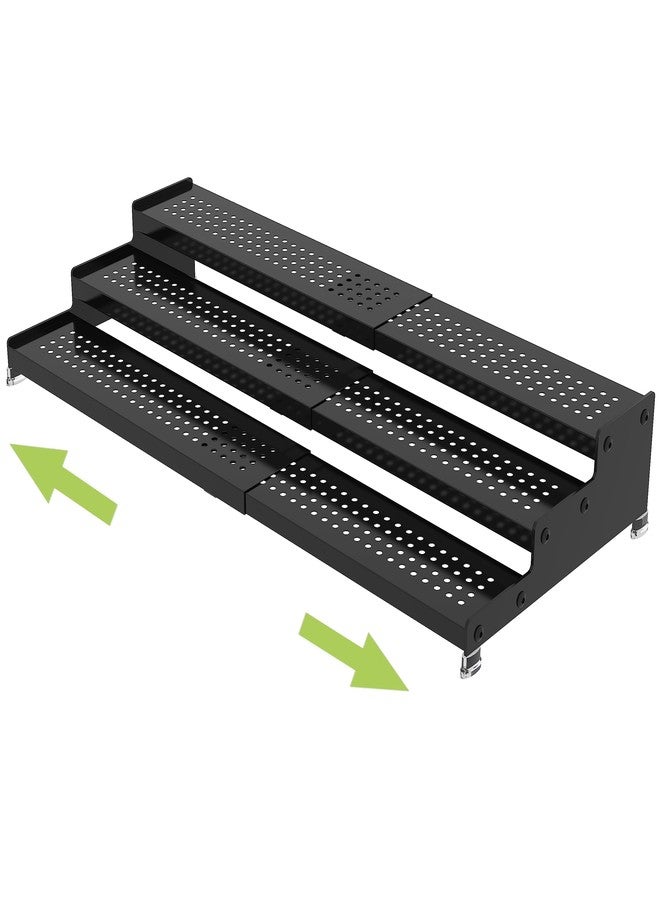 Jojocross Metal Spice Rack Organizer for Cabinet, 3 Tier Expandable Spice Storage shelf, Great for Kitchen Cabinets, Cupboard,Pantry and Countertop More,Metal plate with hole(1PACK/BLACK) - Image 1