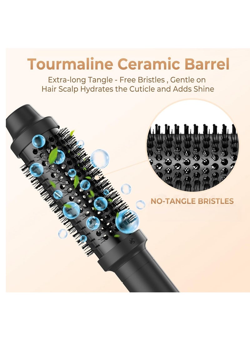 Thermal Brush, Curling Iron Brush Volumizing Brush Heated Round Brush Ceramic Tourmaline Ionic Curling Comb Dual Voltage Travel Curling Iron with Brush, LCD Display, 5 Temperature Settings(Black)