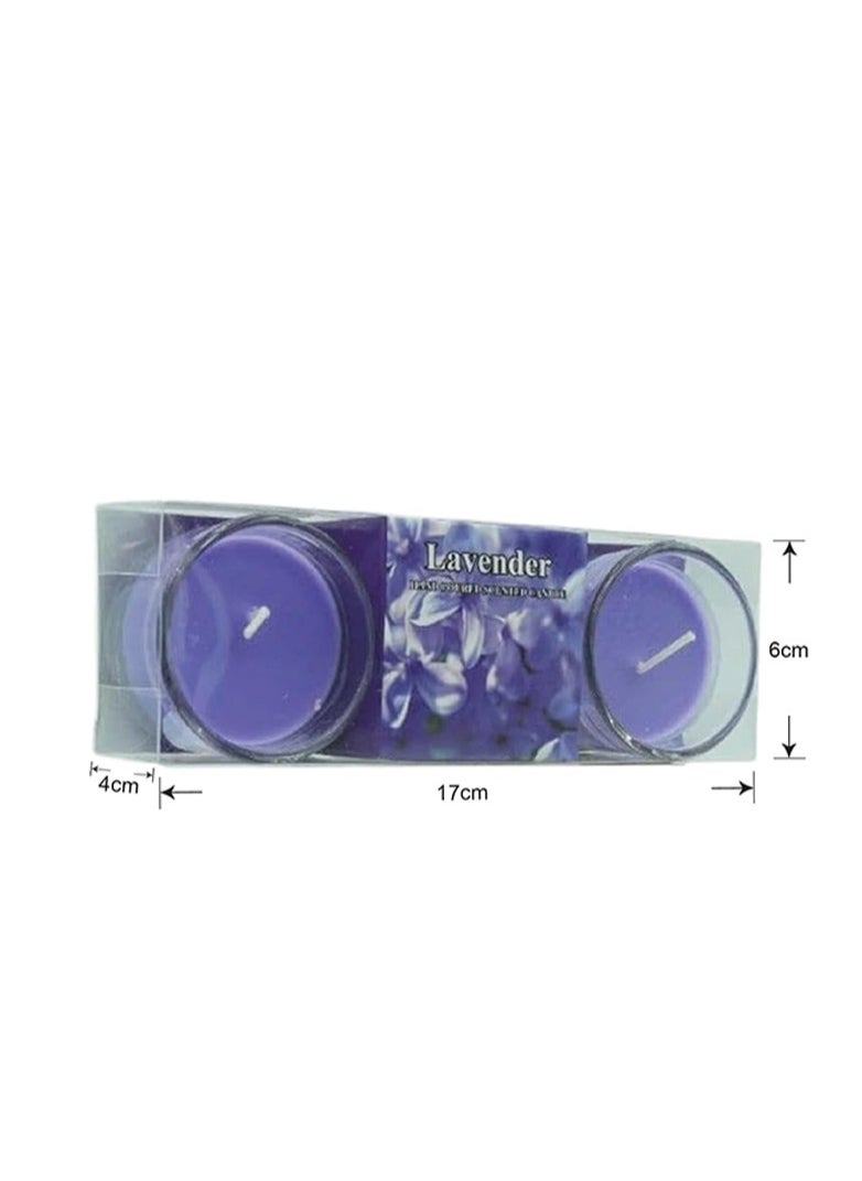 BABAZAM - 2 Pieces Lavender Scented Tea Light Candle for Home 17x6x4cm - Image 1
