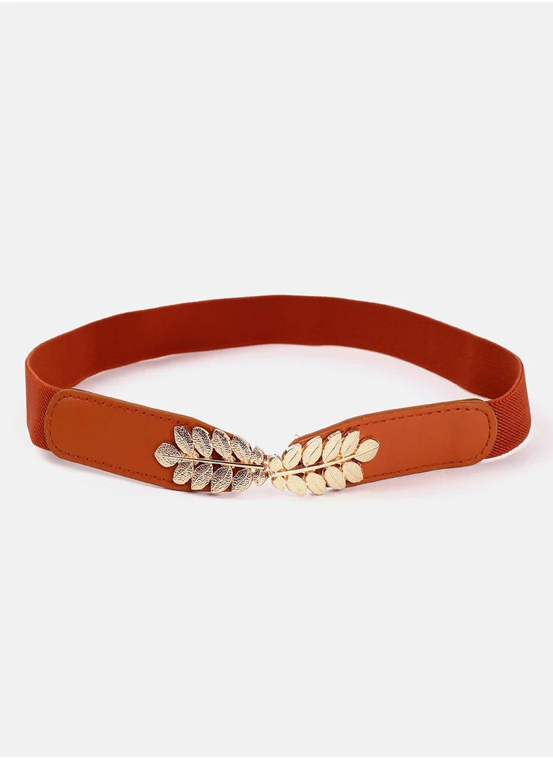 Haute Sauce Tan Brown Embellished Stretchable Belt