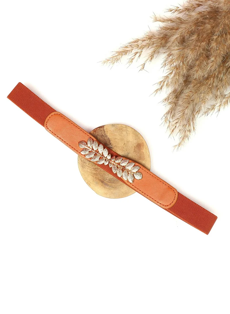 Haute Sauce Tan Brown Embellished Stretchable Belt