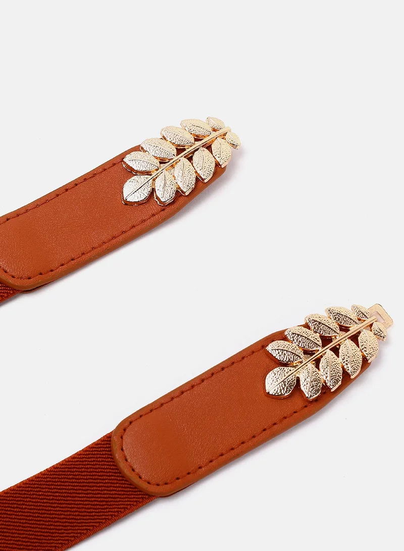 Haute Sauce Tan Brown Embellished Stretchable Belt