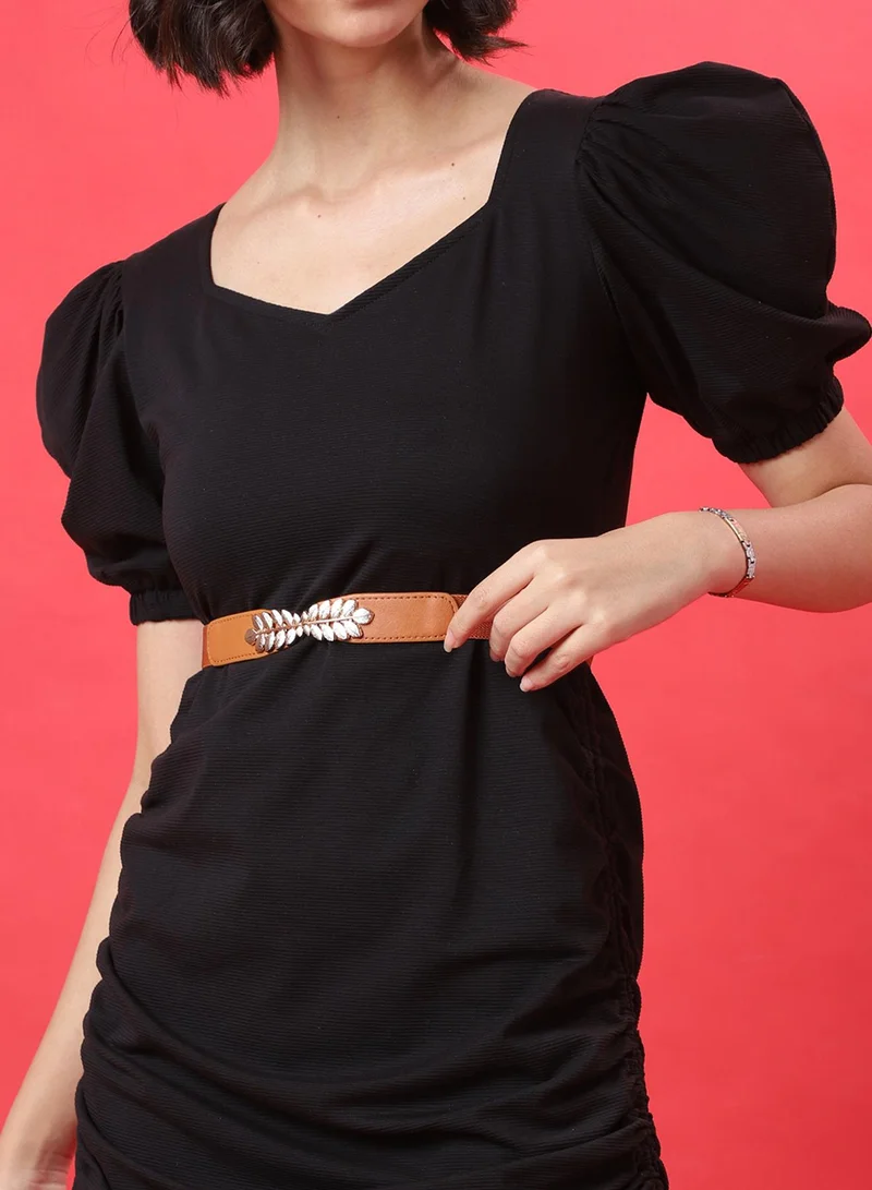 Haute Sauce Tan Brown Embellished Stretchable Belt