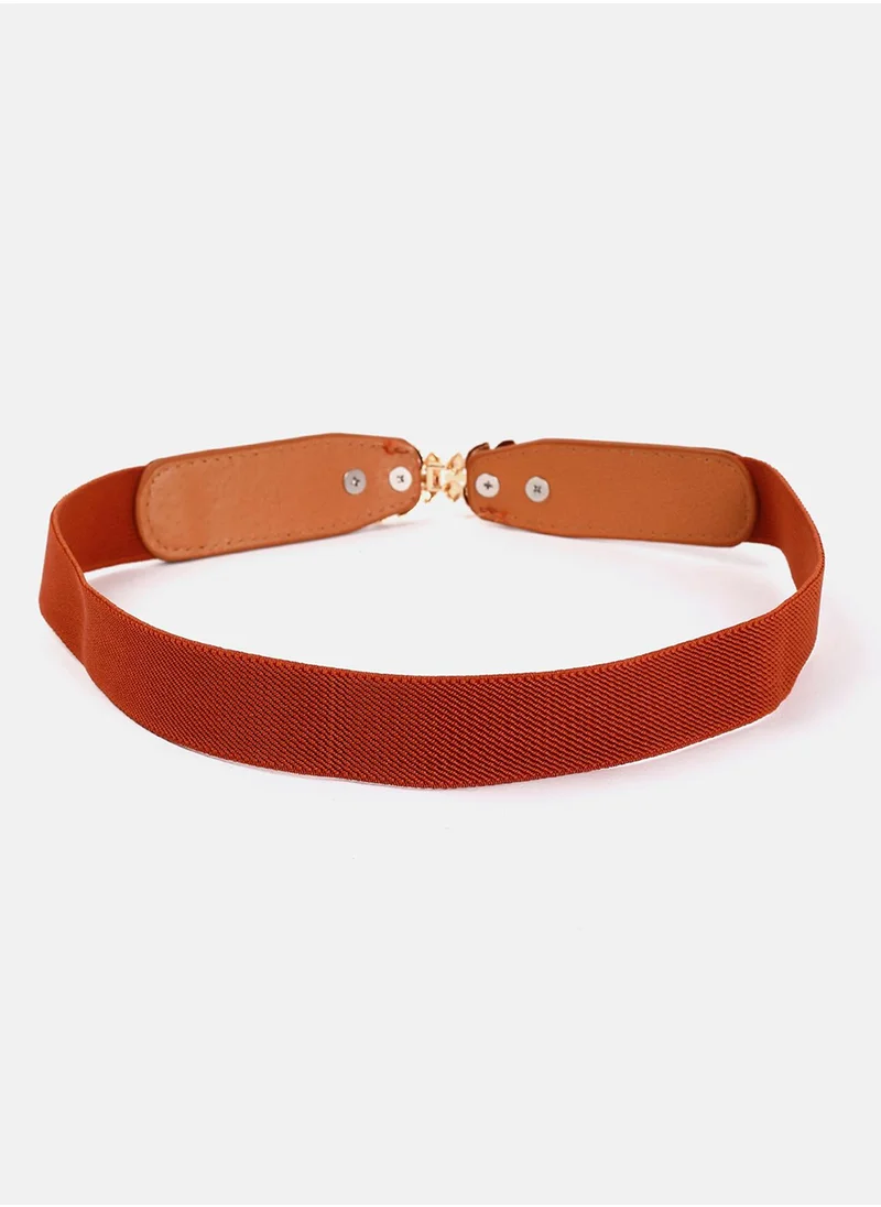 صوص هاوت Tan Brown Gold-Coloured Embellished Stretchable Belt