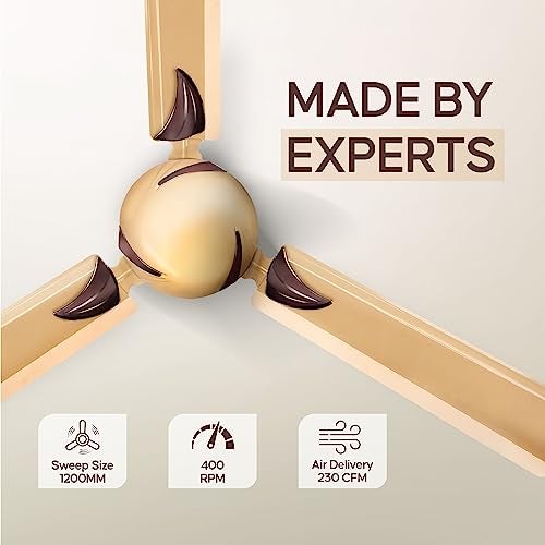 LONGWAY Creta P1 1200 mm/48 inch Remote Controlled 3 Blade Anti-Dust Decorative Star Rated Ceiling Fan 2 Years Warranty (Golden, Pack of 1) - Image 4