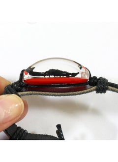 ريل بج سوار العقرب الأسود من الجلد الأحمر مقاس 10 بوصات  - Image 4