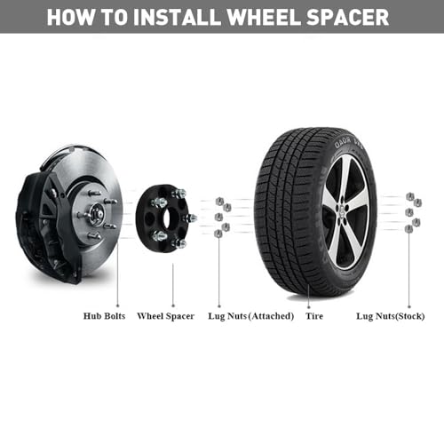 DCVAMOUS 4PC أسود 5x4.5 فواصل العجلات المركزية 1 بوصة مع مسامير M12x1.5 متوافقة مع هوندا A-cura 5 لوج 5x114.3 لعام 1998-2021 أكورد (5 لوج) | 2006-2021 سيفيك | 1997-2021 CRV | إنتغرا TSX RDX - Image 3