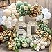 Blocesa Sage Green Balloon Arch Kit134 pcs Sage Green Sand White Metallic Gold Matte White Confetti Latex Balloons for Bridal Shower Bachelor Party Wedding Birthday Party Decorations - Image 3