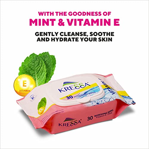 Kressa Wet Wipes | Face Wet Wipes | Aloe Vera Cucumber and VitaminE Mint Pack Of 2 Each 100% Natural & Biodegradable (Pack Of 4) - Image 3