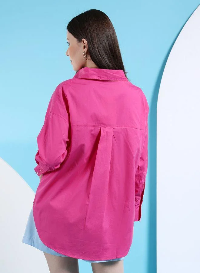 مرفوعة Women Oversized Solid Shirt