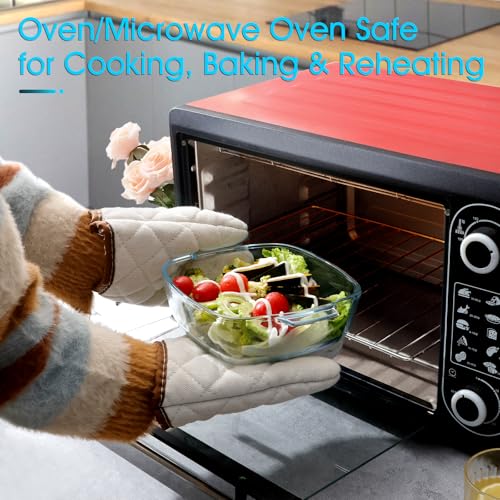 NUTRIUPS Small Glass Casserole Dish with Lid Oven Safe Square Casserole Dish 6.8 Inches Microwave Glass Bowl With Lid Microwavable Cookware (1.2L) - Image 3