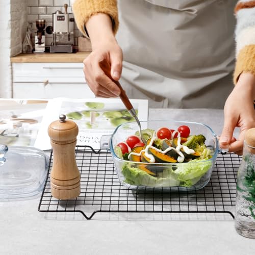 NUTRIUPS Small Glass Casserole Dish with Lid Oven Safe Square Casserole Dish 6.8 Inches Microwave Glass Bowl With Lid Microwavable Cookware (1.2L) - Image 5