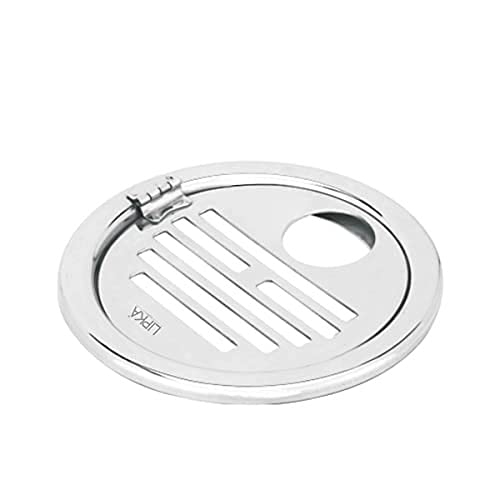 LIPKA Eon Round with Golden Classic Jali Floor Drain |Premium Stainless Steel |5 Inches| with Hinge & Hole| - Image 3