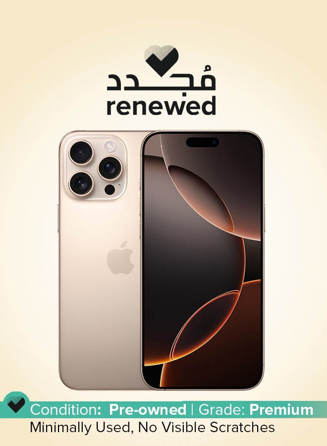Apple Renewed - iPhone 16 Pro Max 256GB Desert Titanium 5G With FaceTime - International Version - Image 1