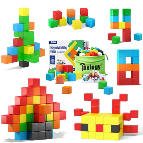 Toylogy 48PCS Magnetic Blocks for Toddlers Toys Large Magnetic Cube Toy for Sensory Montessori Education Preschool Magnet Toys for 3 4 5 6 Year Old Boys and Girls - Image 1