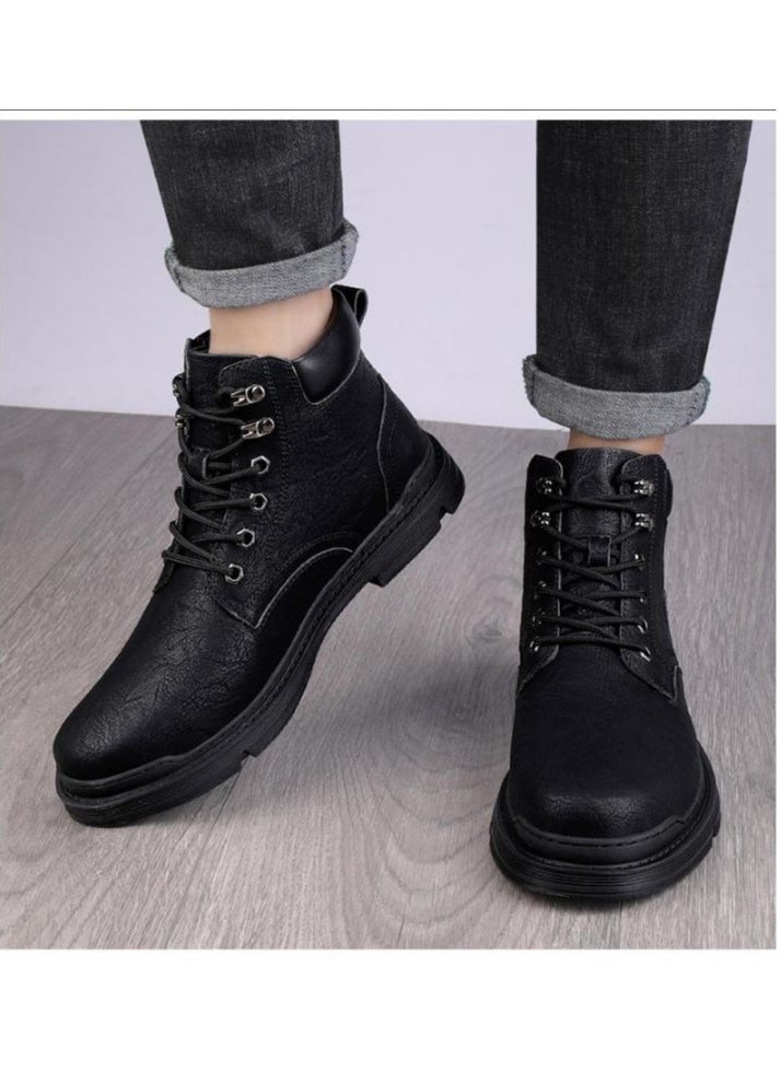 KUYING - New Men's Casual Leather Boots - Image 1