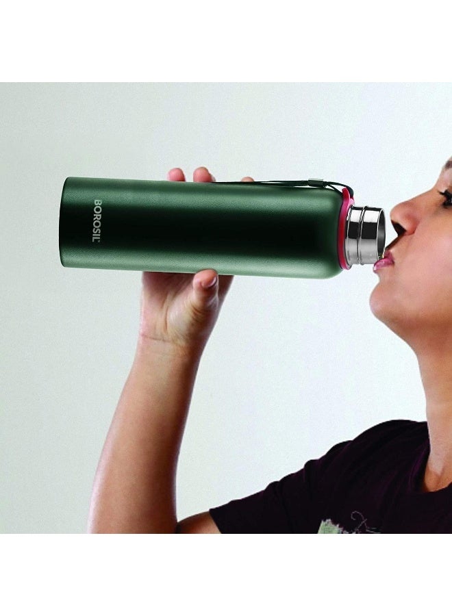 BOROSIL VACUUM INSULATED COPPER COATED INNER TREK Water Bottle Green - Image 2