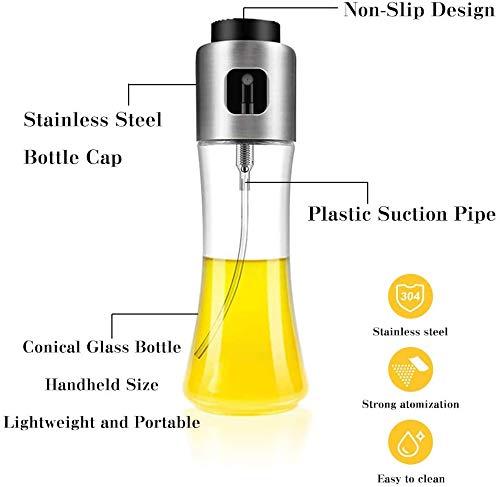 Koyet Stainless Steel and Glass Oil Dispenser Spray Bottle for Cooking, Baking, Roasting, Grilling (Transparent) - Image 3