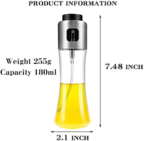Koyet Stainless Steel and Glass Oil Dispenser Spray Bottle for Cooking, Baking, Roasting, Grilling (Transparent) - Image 2