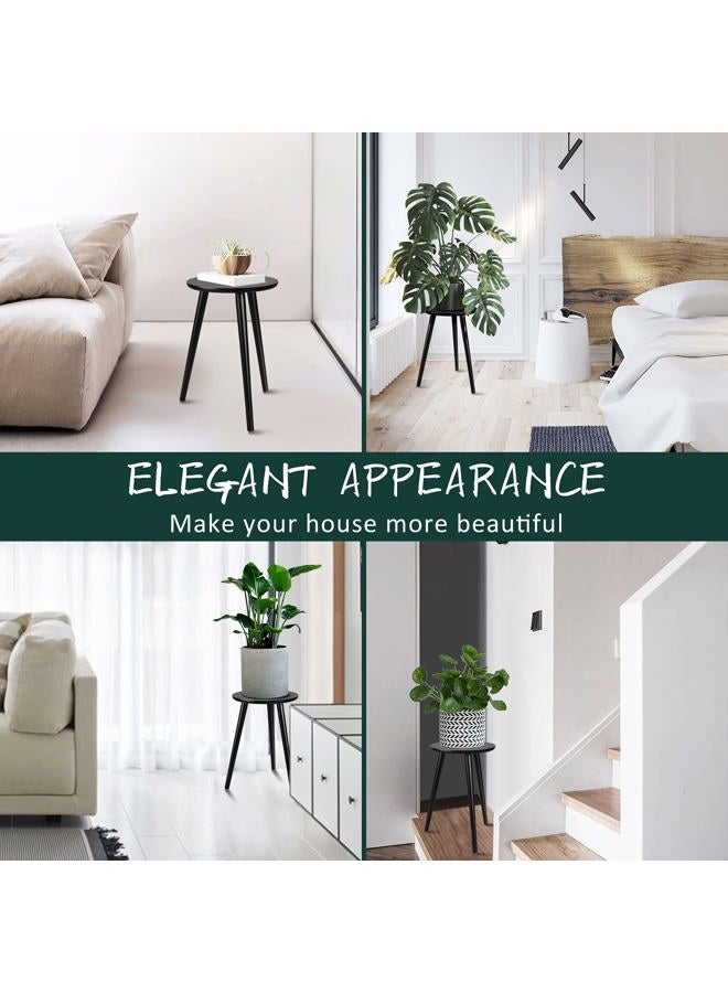 Uneedem Indoor Plant Stand - Uneedem Wood Mid Century Plant Stand for Indoor Plants, Modern Plant Table, 16.5" Tall Plant Holder for Flower Pots, Small Round Side Table, End Table - Image 5