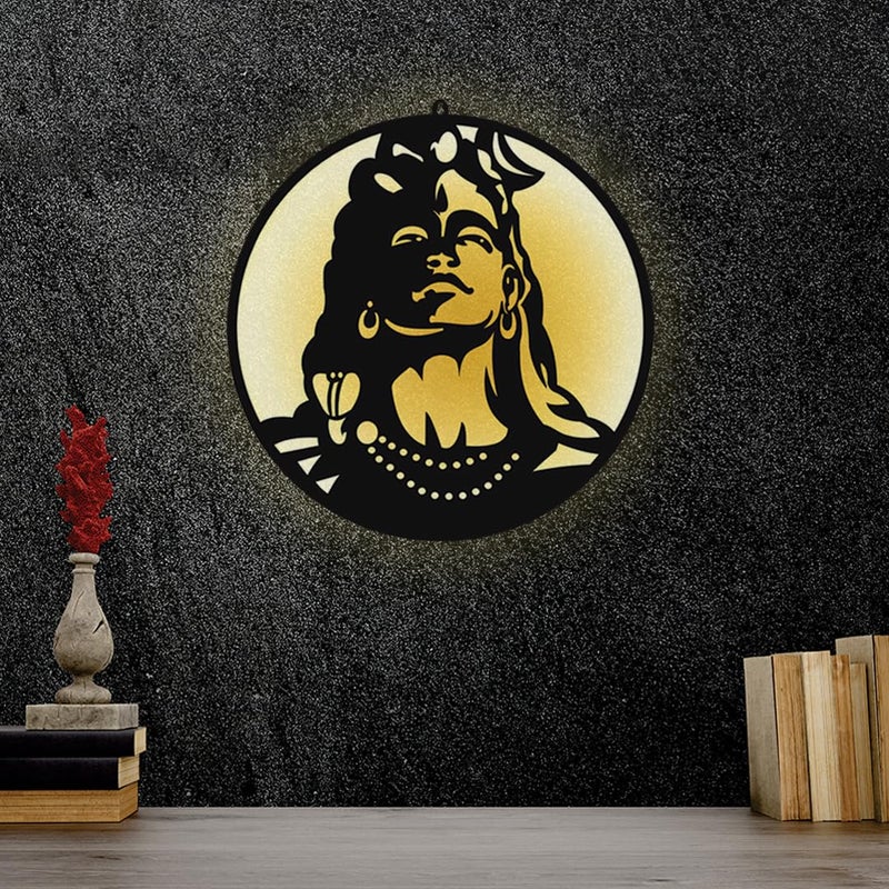 HOME PINE Adiyogi ShivJi Wall Dcor 3d Wall Art with Led Backlight Wall Hanging Decor for Living Room BedroomOffice 23X23INCHLarge - Image 2