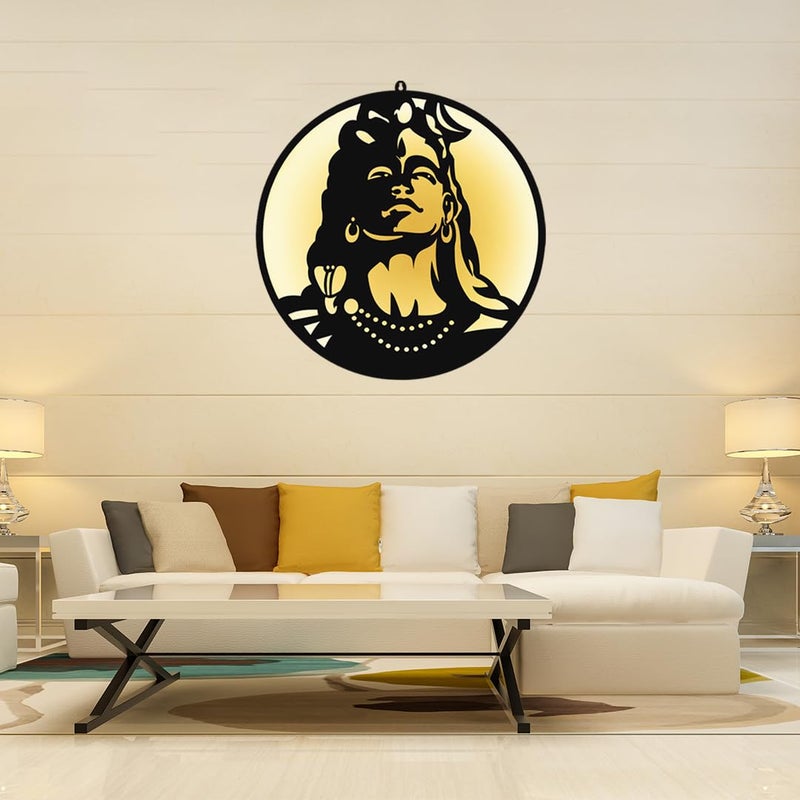 HOME PINE Adiyogi ShivJi Wall Dcor 3d Wall Art with Led Backlight Wall Hanging Decor for Living Room BedroomOffice 23X23INCHLarge - Image 4