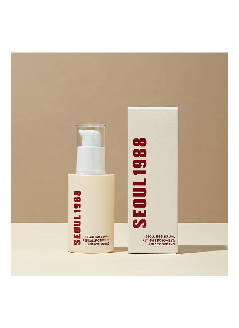 K-SECRET KSECRET SEOUL 1988 Serum : Retinal Liposome 2% + Black Ginseng, 30ml/1.01fl.oz | 58% Black Ginseng Extract with Retinal, Bakuchiol, Vitamin C & 3 Peptides for Wrinkle Care | Korean Skincare  - Image 1