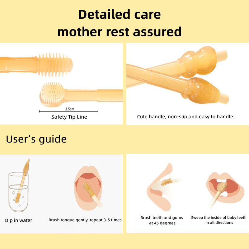 FOREVIVE Soft Silicone Baby Oral Cleaning Brush Kit With Storage Box,2 pcs | 2 In 1 Toothbrush Tongue Brush Bpa Free Manual Bristle Oral Care Toothbrush For Toddler 6 To 24 Months Essentials - Image 4