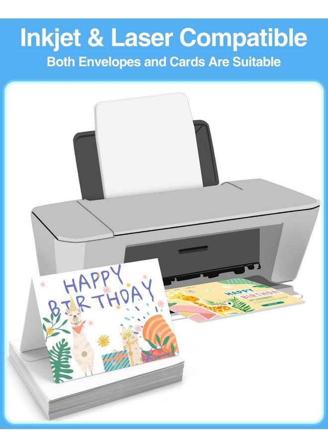 Poever Blankcardsandenvelopes 60 Pack 4 X 5.5 Folded Cardstock With A2 White Envelopesforinvitation Heavyweight Blanknotecardsandenvelopes Self Seal Printable For Greeting Party Birthday - Image 3