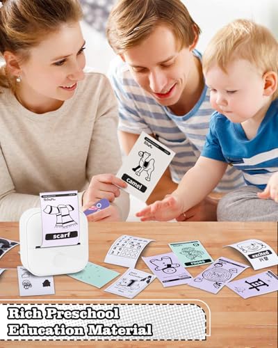 Memoking طابعة ملصقات ميموكين - طابعة صغيرة T02 لصنع الملصقات بدون حبر للأطفال والطلاب، متوافقة مع الهاتف والتابلت، بيضاء - Image 5