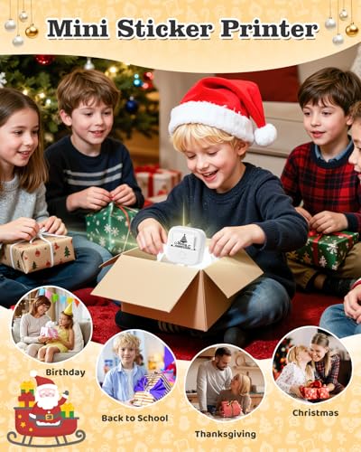 Memoking طابعة ملصقات ميموكين - طابعة صغيرة T02 لصنع الملصقات بدون حبر للأطفال والطلاب، متوافقة مع الهاتف والتابلت، بيضاء - Image 3