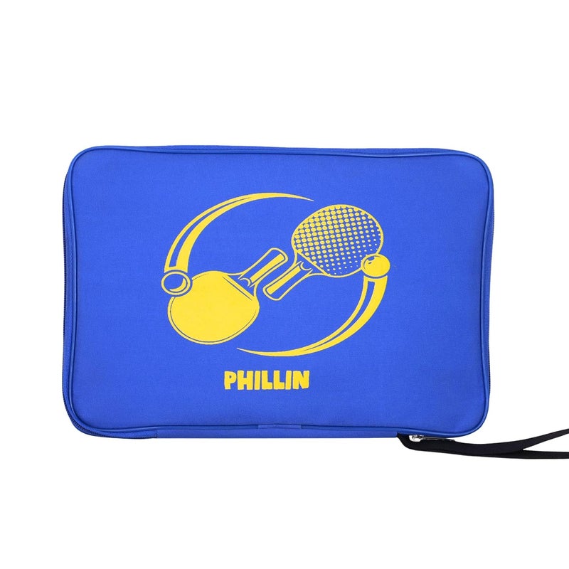 PHILLIN PHLLIN Table Tennis Racket Cover with Zipper Closure TT Bag Soft Feel Portable Waterproof Bat Carrier Ping Pong Paddle Case – Blue - Image 1