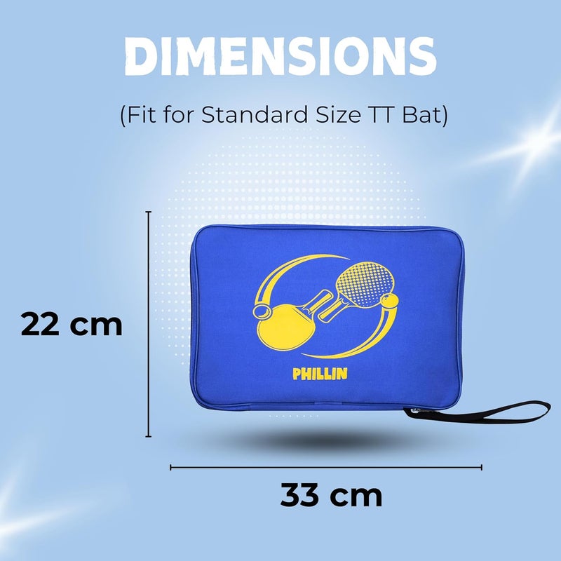 PHILLIN PHLLIN Table Tennis Racket Cover with Zipper Closure TT Bag Soft Feel Portable Waterproof Bat Carrier Ping Pong Paddle Case – Blue - Image 5
